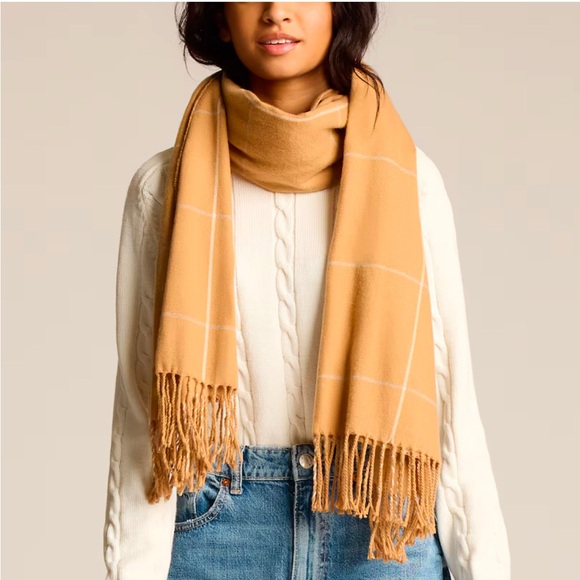 Love & Lore Tan Windowpane Scarf - Picture 1 of 5